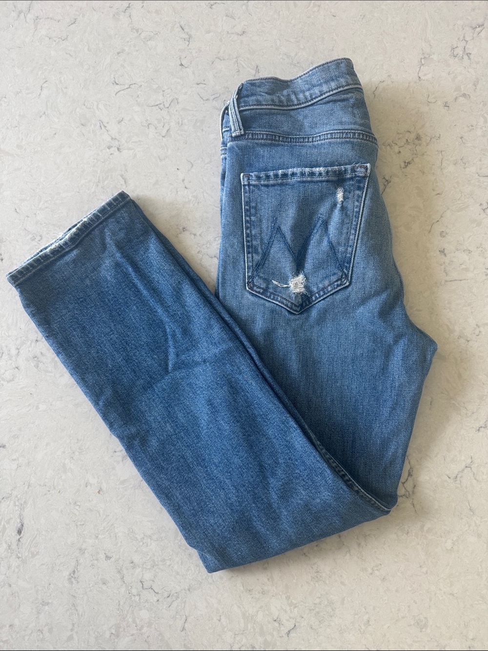 MOTHER Superior High Waisted Rider Ankle Far Beyond the Sky Blue Jeans 26, 26”